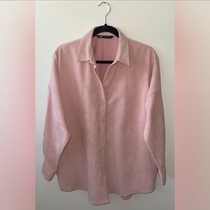 Zara Oversized Corduroy Pocket Shirt, Pink, Size M